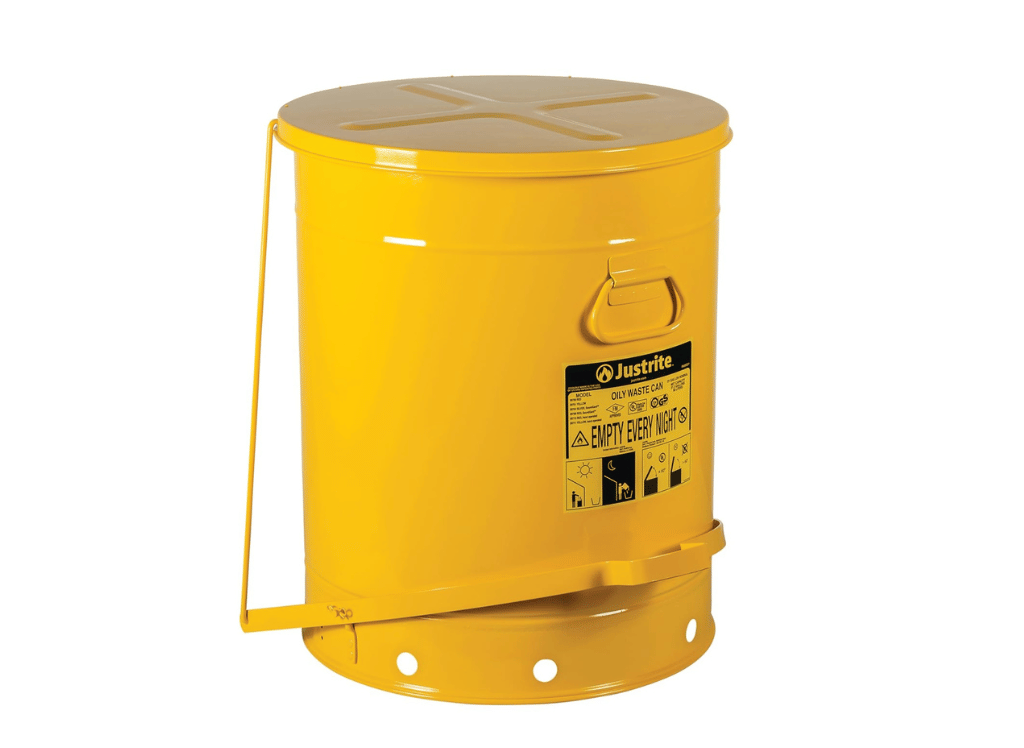 A Justrite Oily Waste Can Is Perfect For Waste Rag Disposal