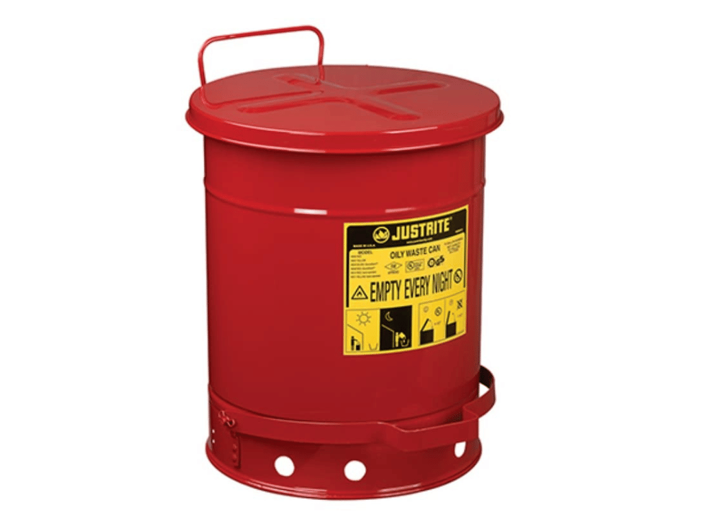 A Justrite Oily Waste Can Is Perfect For Waste Rag Disposal