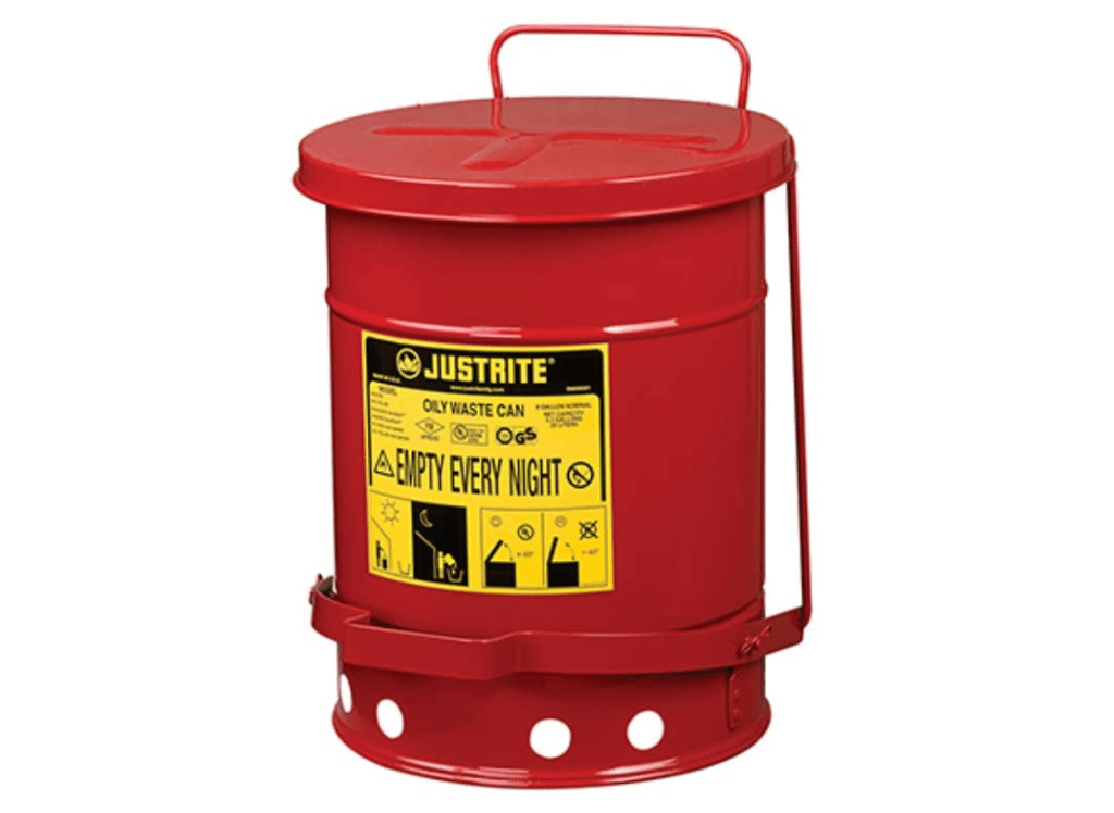 A Justrite Oily Waste Can Is Perfect For Waste Rag Disposal