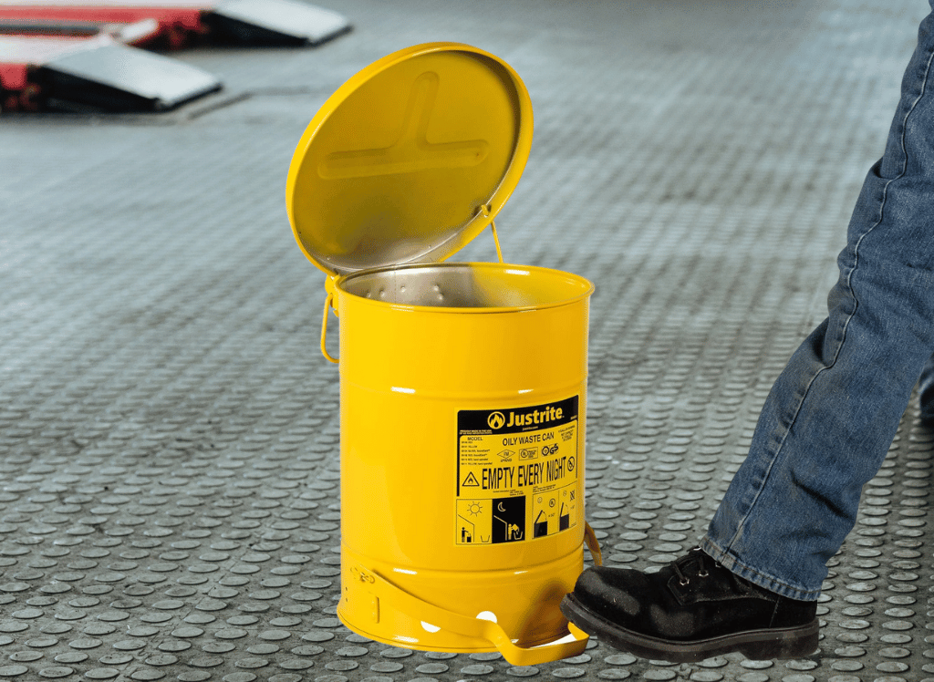 A Justrite Oily Waste Can Is Perfect For Waste Rag Disposal