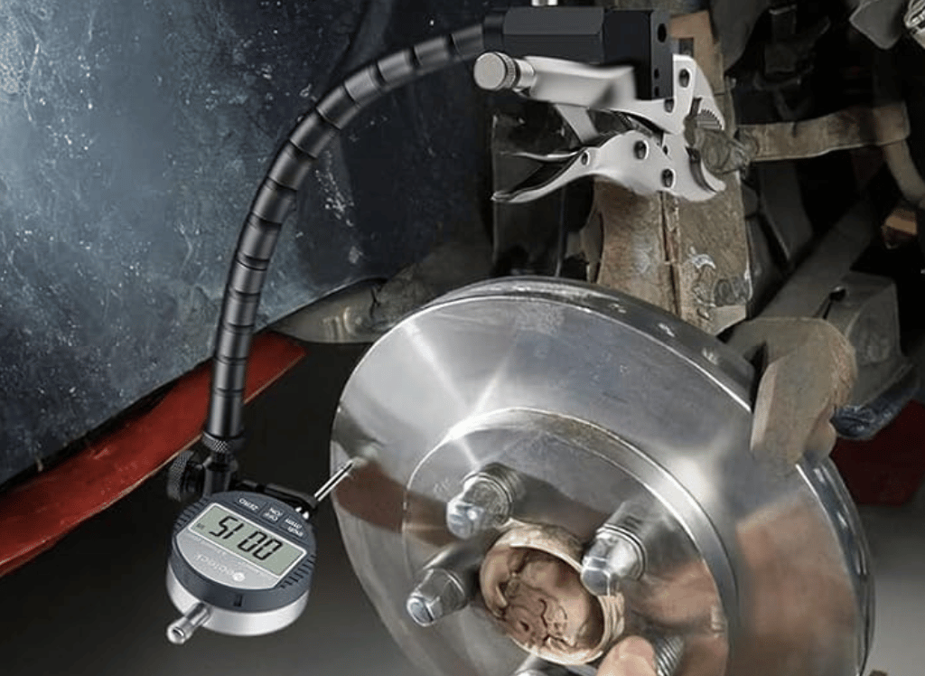 Check Rotor Run Out With a Clamping Dial Indicator